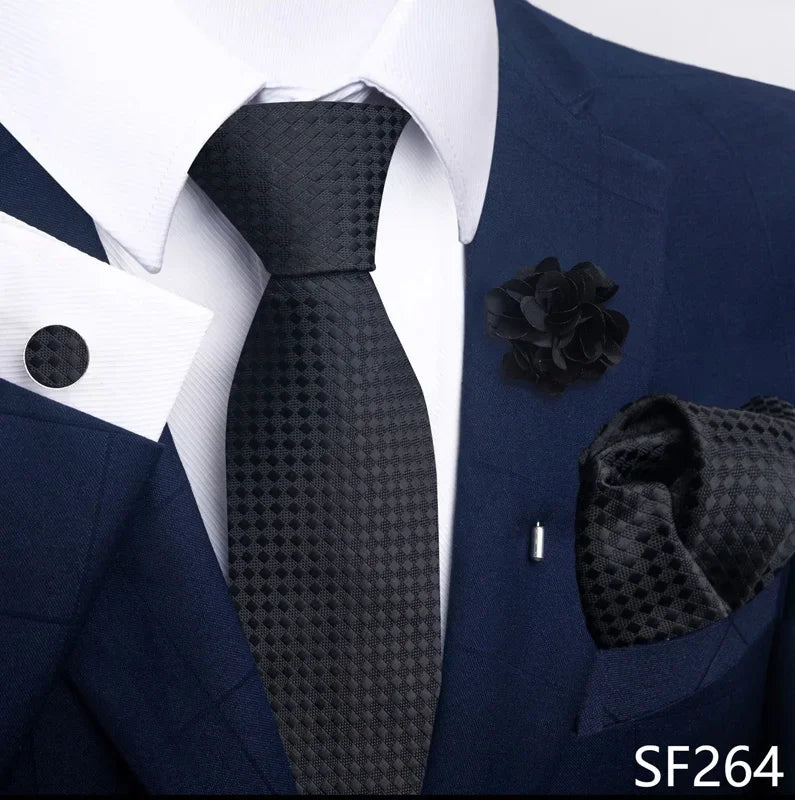 Luxury Green Floral Men’s Necktie Set .Tie, Pocket Square & Cufflinks