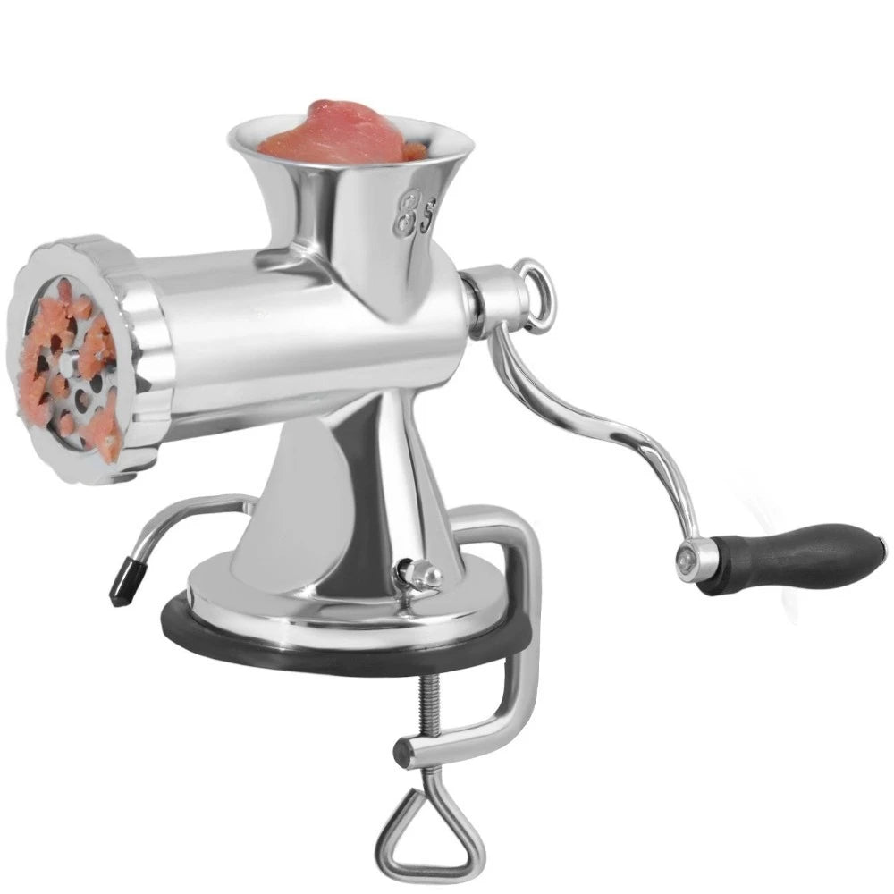 Manual Meat Grinder, 304 Stainless Steel Hand Meat Grinder with Suction Cup + Steel Table Clamp, Meat Mincer Sausage Maker