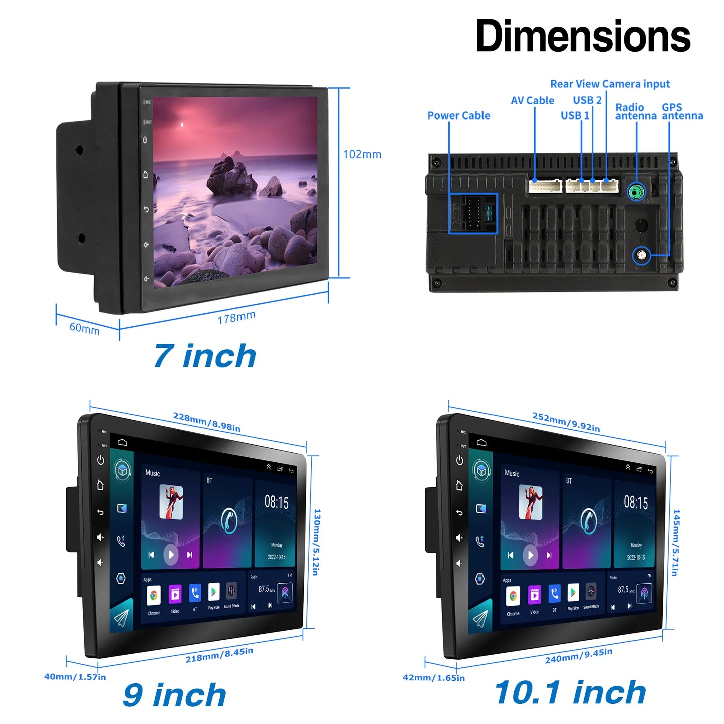 ESSGOO Android 14 Car Stereo  2 DIN Touchscreen with Wireless CarPlay, Android Auto, GPS Navigation & Bluetooth