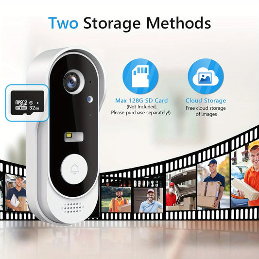 Tuya Smart WiFi Video Doorbell Camera, 1080P HD Wireless Doorbell with Two-Way Audio, Motion Detection & SD/Cloud Storage