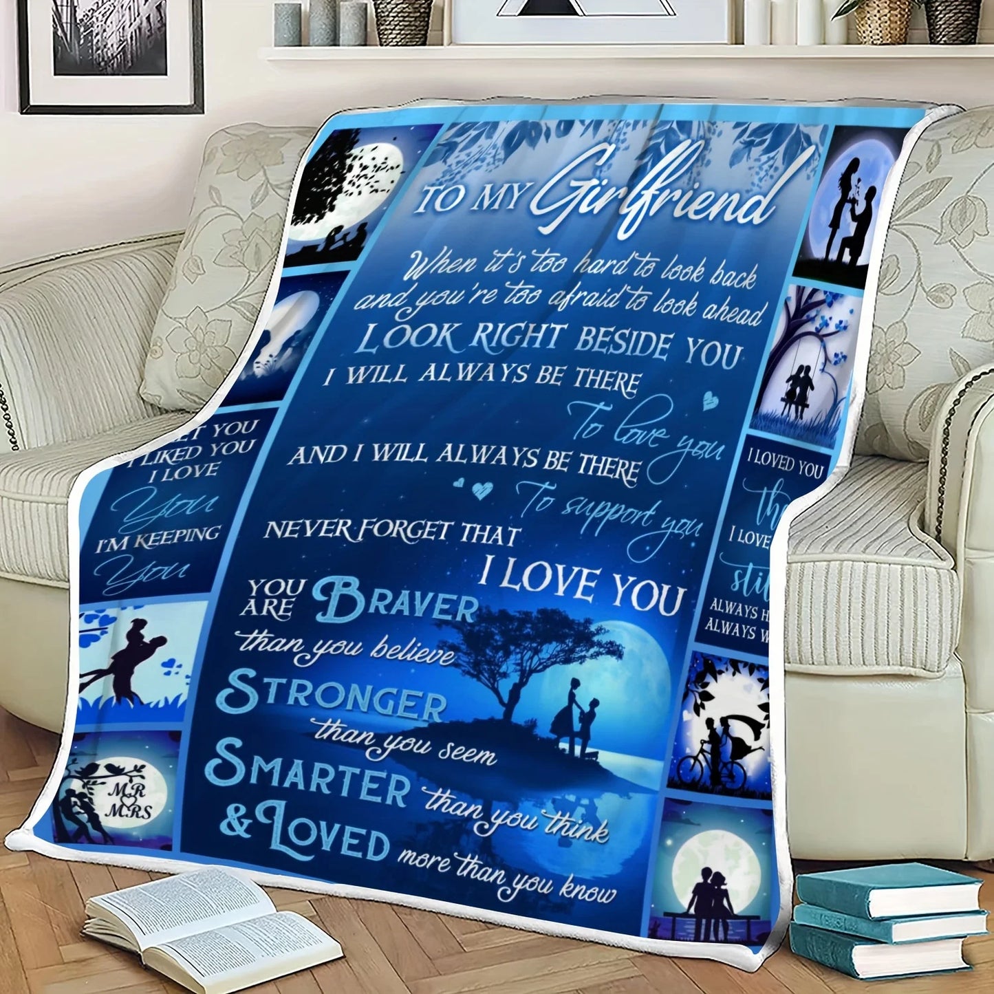 Romantic Gift Flannel Throw Blanket for Girlfriend . Soft Cozy Love Blanket