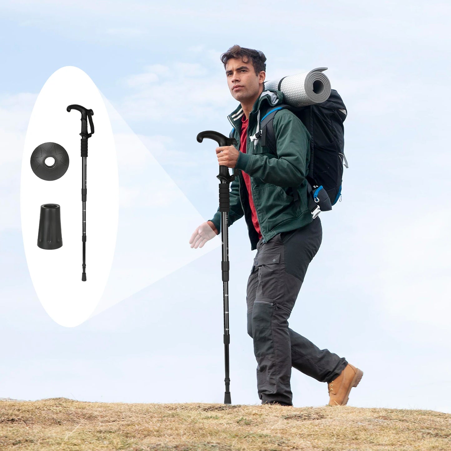 Adjustable Hiking Walking Stick – Lightweight Telescopic Trekking Pole for Hiking, Walking & Outdoor Adventures