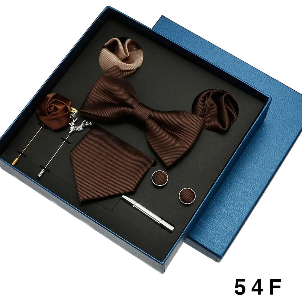 Luxury Men’s Bow Tie Gift Set with Pocket Square, Cufflinks & Lapel Pin