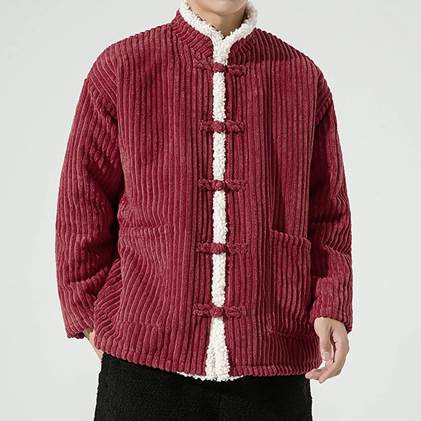 Men’s Traditional Chinese Style Winter Jacket Thickened Cotton Warm Casual Coat