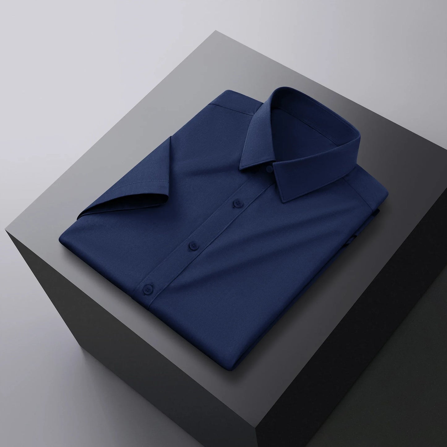 Men’s Business Casual Short Sleeve Shirt .Solid Color Summer Button Down