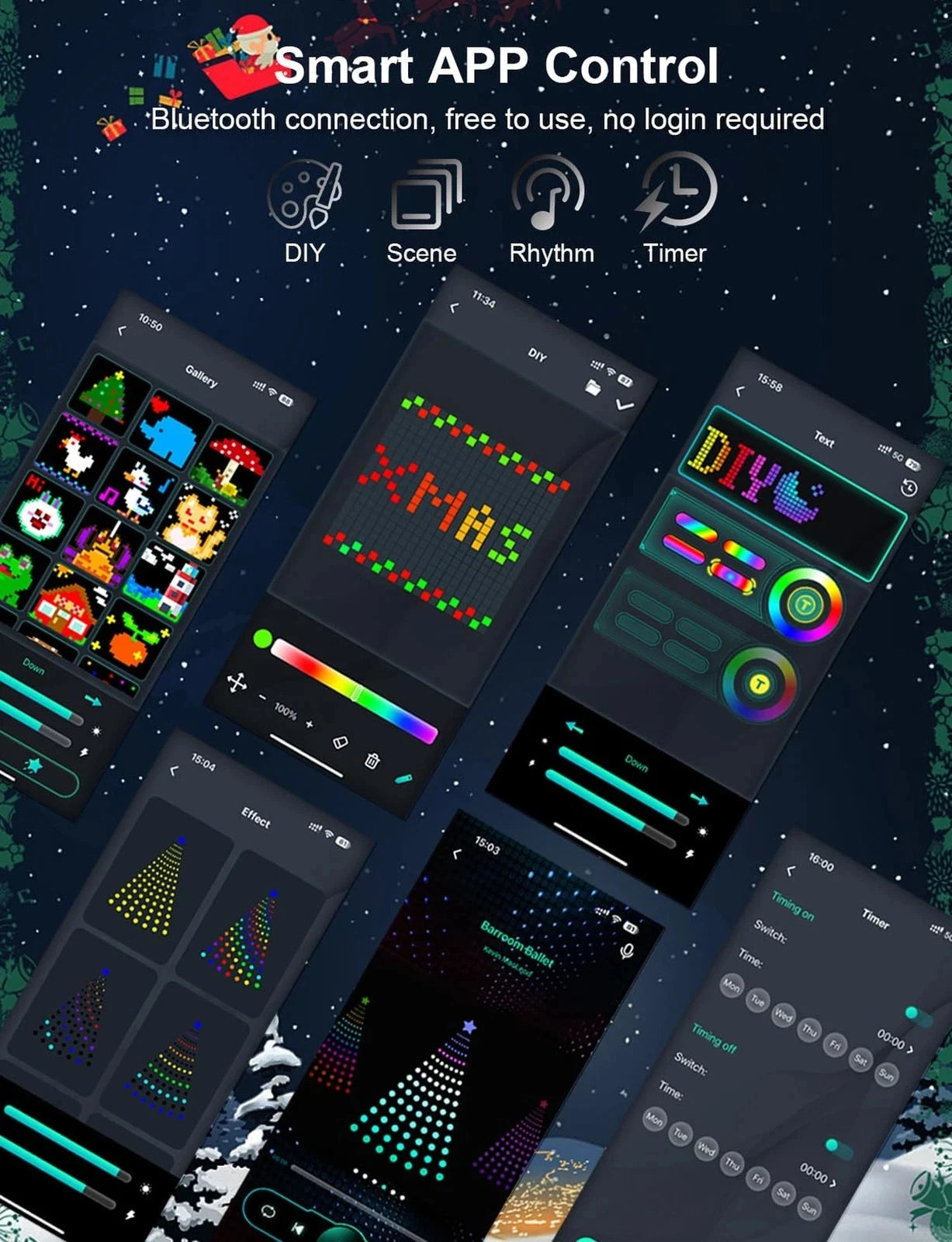 1.8/2.1M Smart RGB Fairy String Light Christmas Tree Light Bluetooth APP Control For Xmas tree Garland Decoration Festive Light