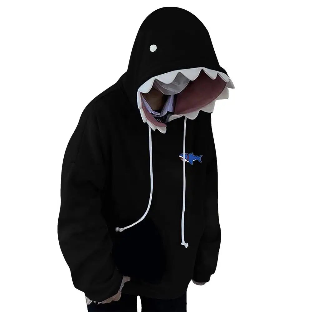 Shark Hooded Sweatshirt Women Men Blue Long Sleeve Pullover