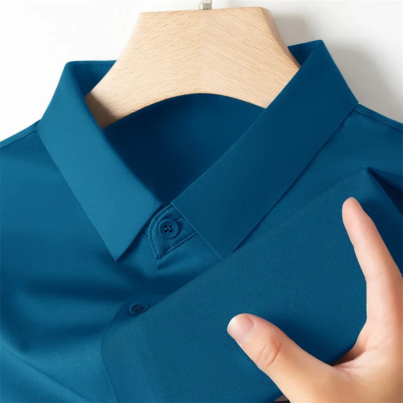 Men’s Business Casual Short Sleeve Shirt .Solid Color Summer Button Down