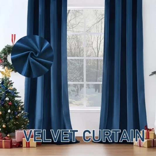 1 Pc Blue Velvet Curtain Half Blackout Window Curtains for Living Room Bedroom Dining Luxury Decor Christmas 창문커텐 Modern Elegant
