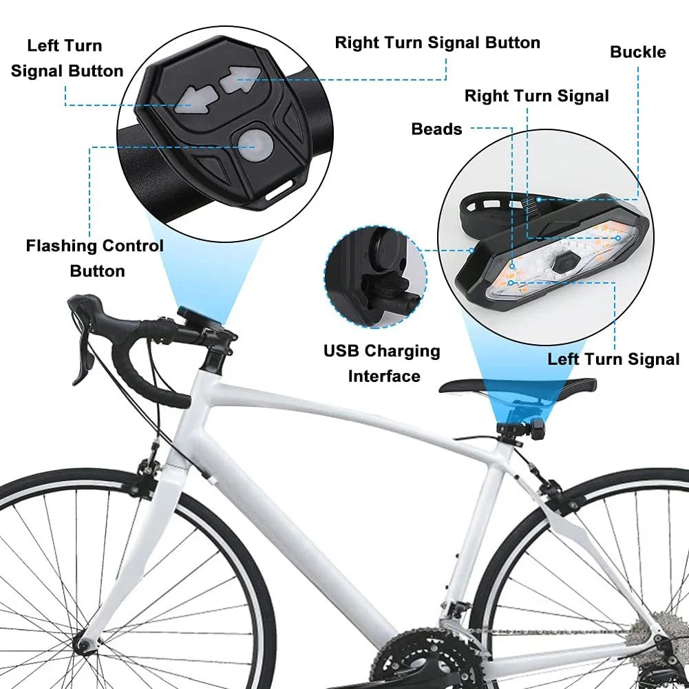 Remote Bicycle Rear Light IPX4 Waterproof Bike Turn Signal Lights 900mAh LED Bicycle Lamp Bike Wireless Remote Control Taillight