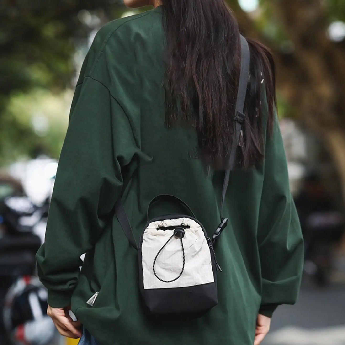 Mini Drawstring Messenger Bag. Lightweight Bucket Shoulder Bag for Travel, Shopping & Everyday Use