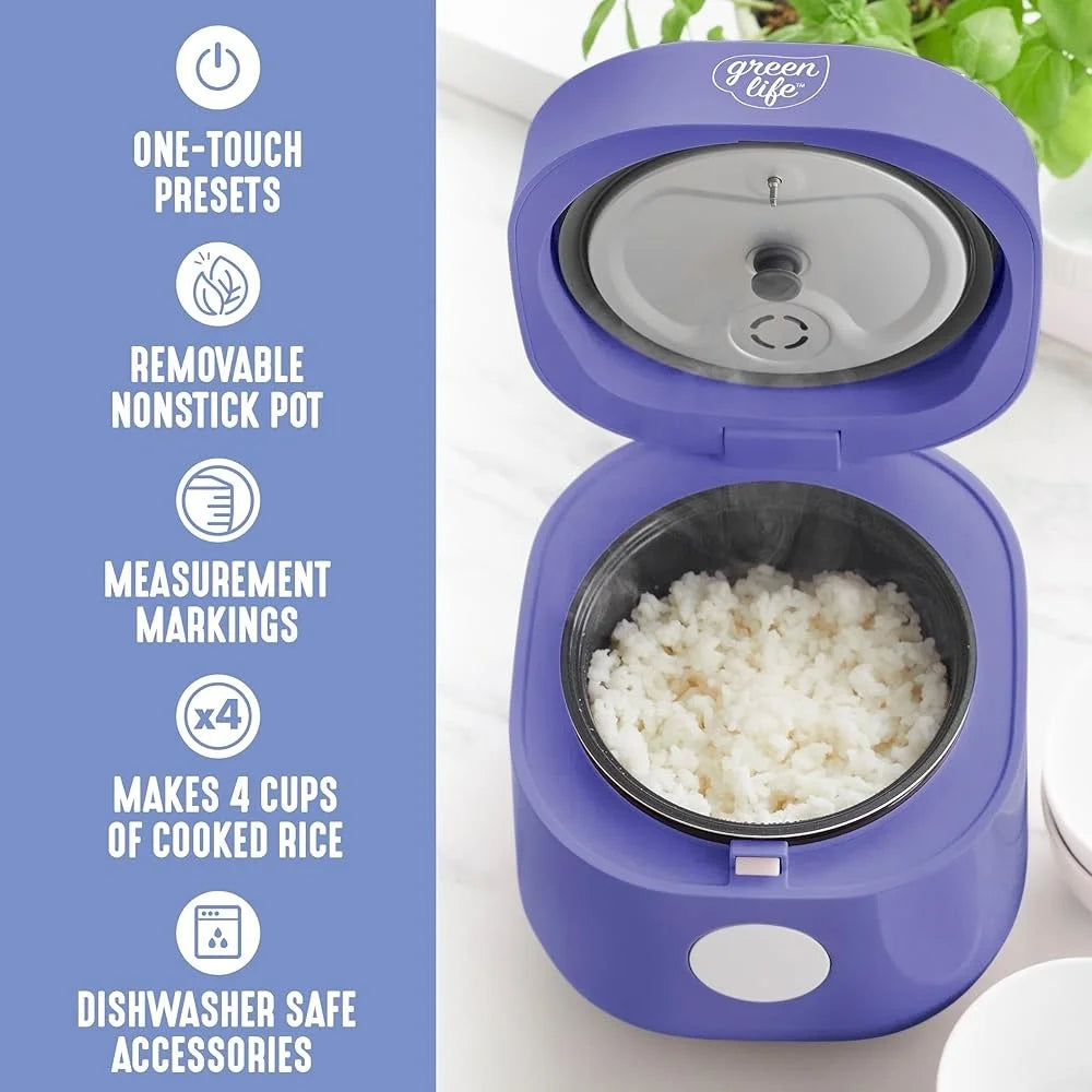 Digital Rice Cooker 4 Cup One Touch Ceramic Fuzzy Logic