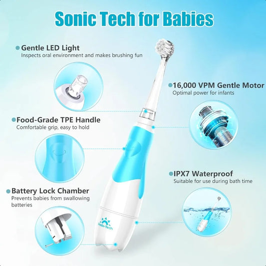 Toddler Electric Toothbrush With LED Light 2 Min Timer