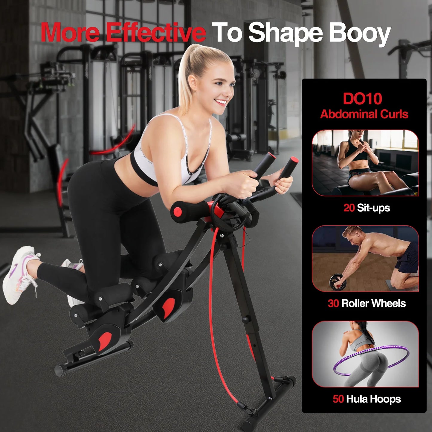 Foldable Abdominal Trainer Machine . Adjustable Core Workout Equipment with 440 lb Capacity