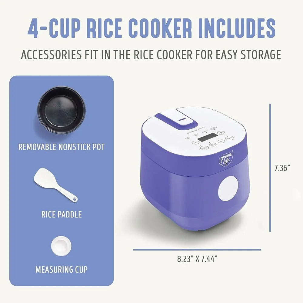 Digital Rice Cooker 4 Cup One Touch Ceramic Fuzzy Logic