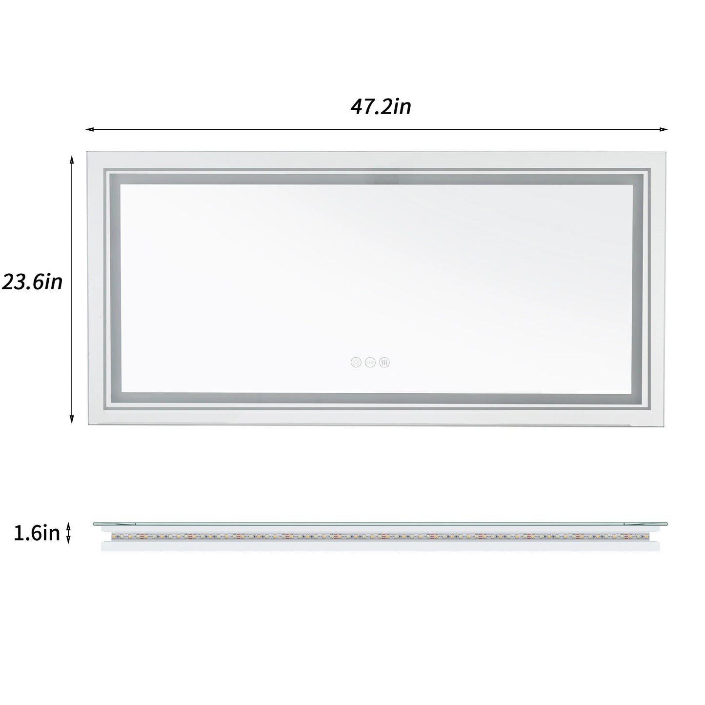 LED Backlit Front Lit Bathroom Mirror With Dimmable Lights