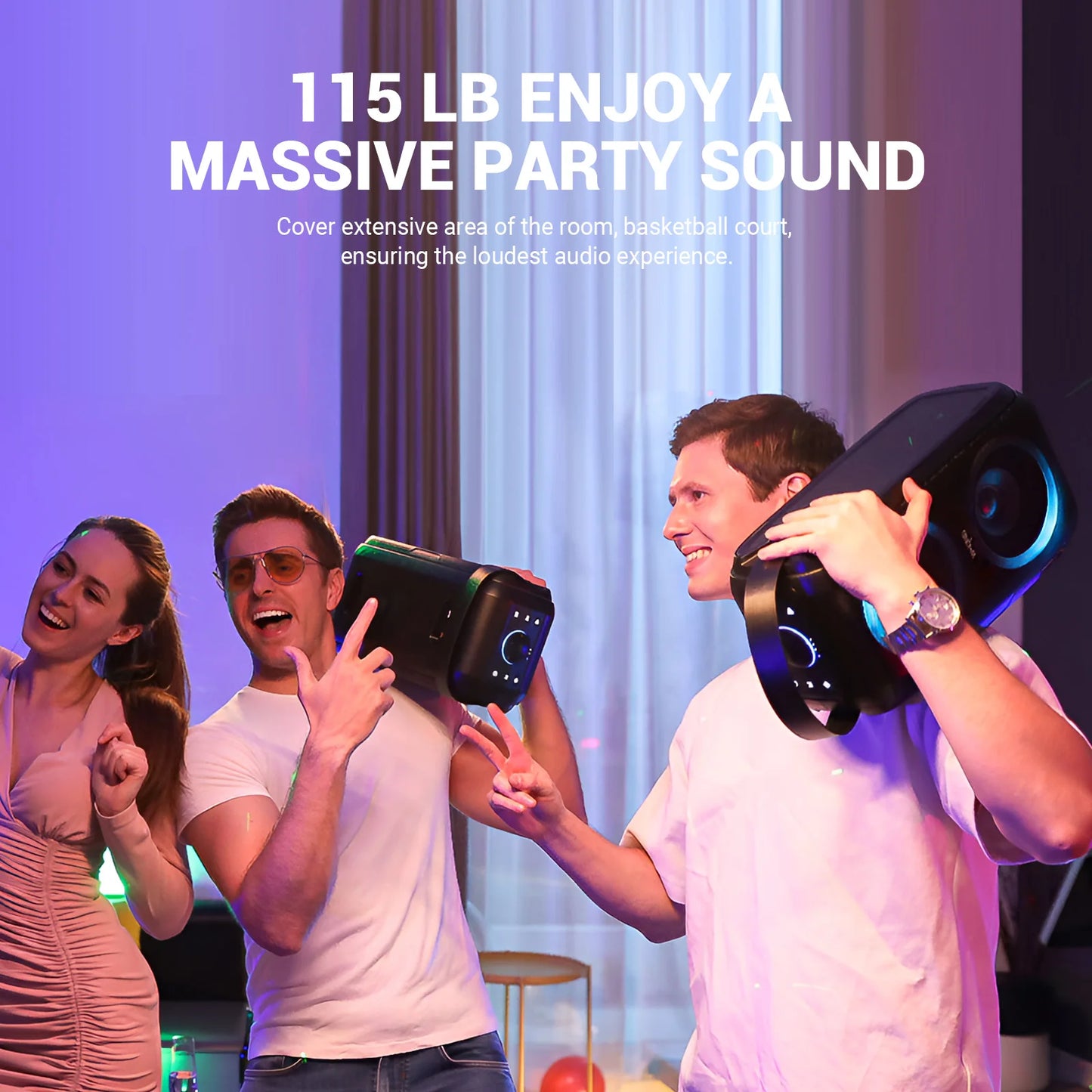 W-KING 80W RMS Party Portable Speakers Bluetooth Wireless Boombox/4 Drivers(2*4.04'' Woofer), Huge 105dB Sound Large Speaker