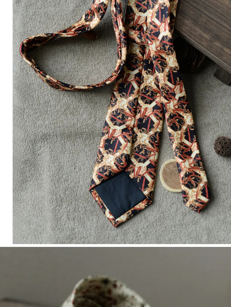 8cm Width New Design Printed Neckties Retro Anchor Animal Green Brown Neck Ties For Men Daily Wear Shirt Tuxedo Accessories Gift