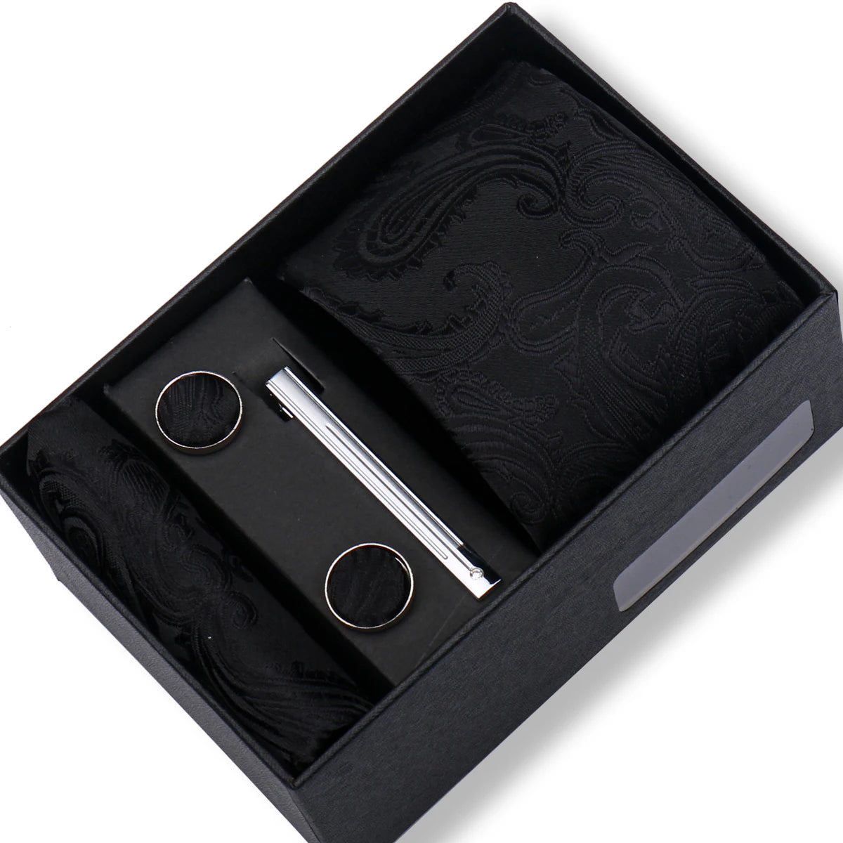 Tie Men With Box Top Quality Business Ties Hanky Cufflink Set Clips Green Necktie Corbatas For Men Wedding In Gift Box Gravatas