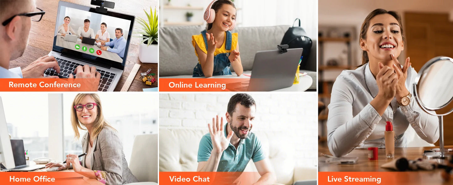 Nuroum 2K QHD 1440P AI Webcam with Noise-Canceling Microphones, Auto Focus & Privacy Cover