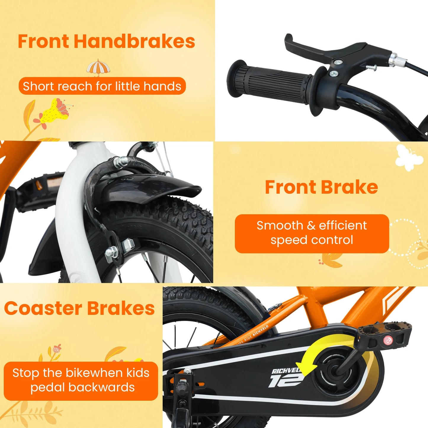 Kids Bicycle with Training Wheels. 12/14/16 Inch Adjustable Children’s Bike with Basket