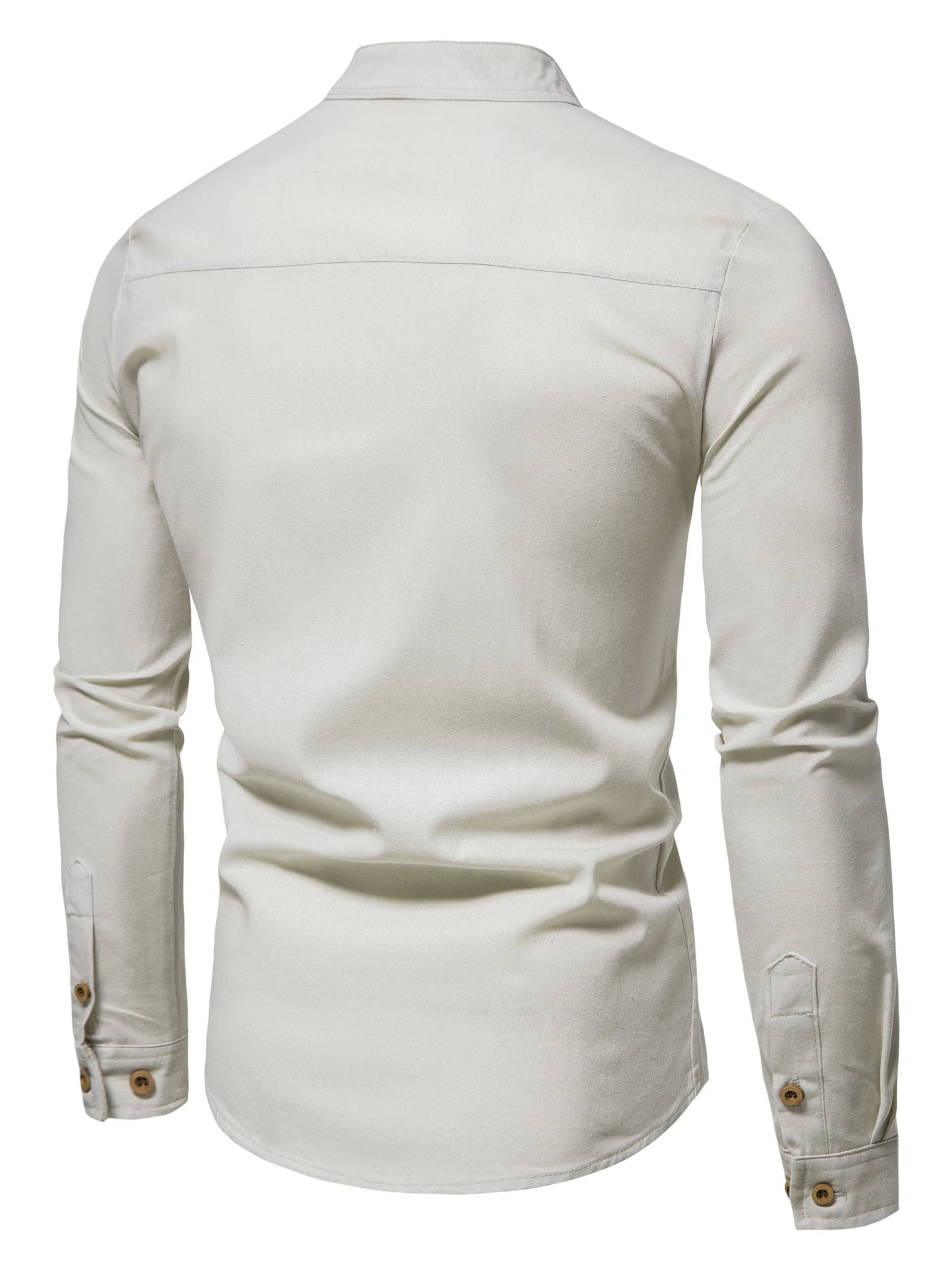 Men’s Elegant Long Sleeve Cotton Henley Shirt . Casual Slim Fit Pullover