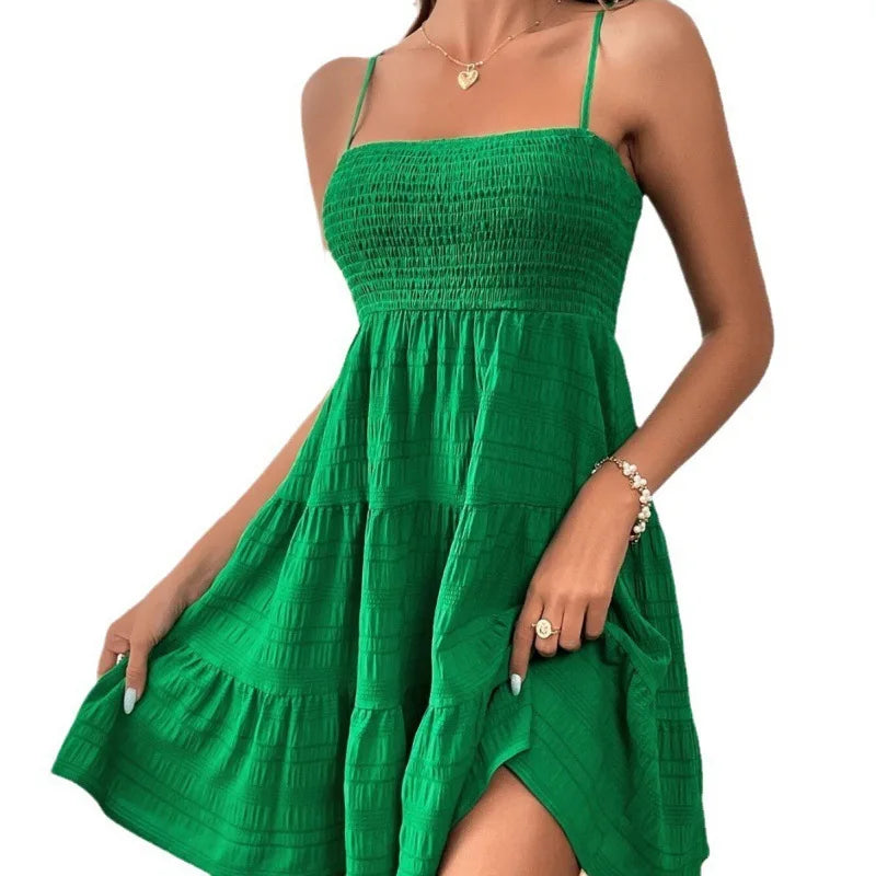 Women’s Strapless Flowy Mini Dress | Casual Summer A-Line Beach Dress