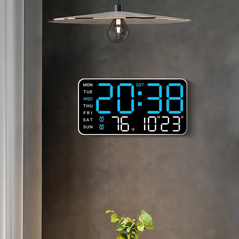 Smart Voice. Control LED Digital Wall Clock with Date & Temperature Display