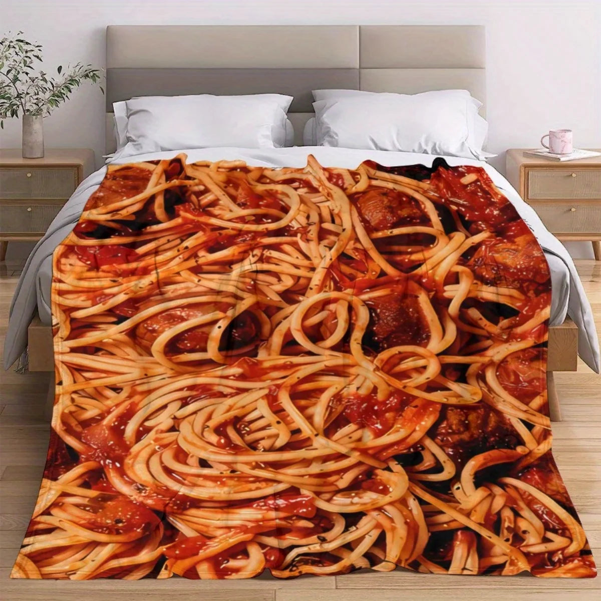 Cozy Pasta Pattern Flannel Throw Blanket