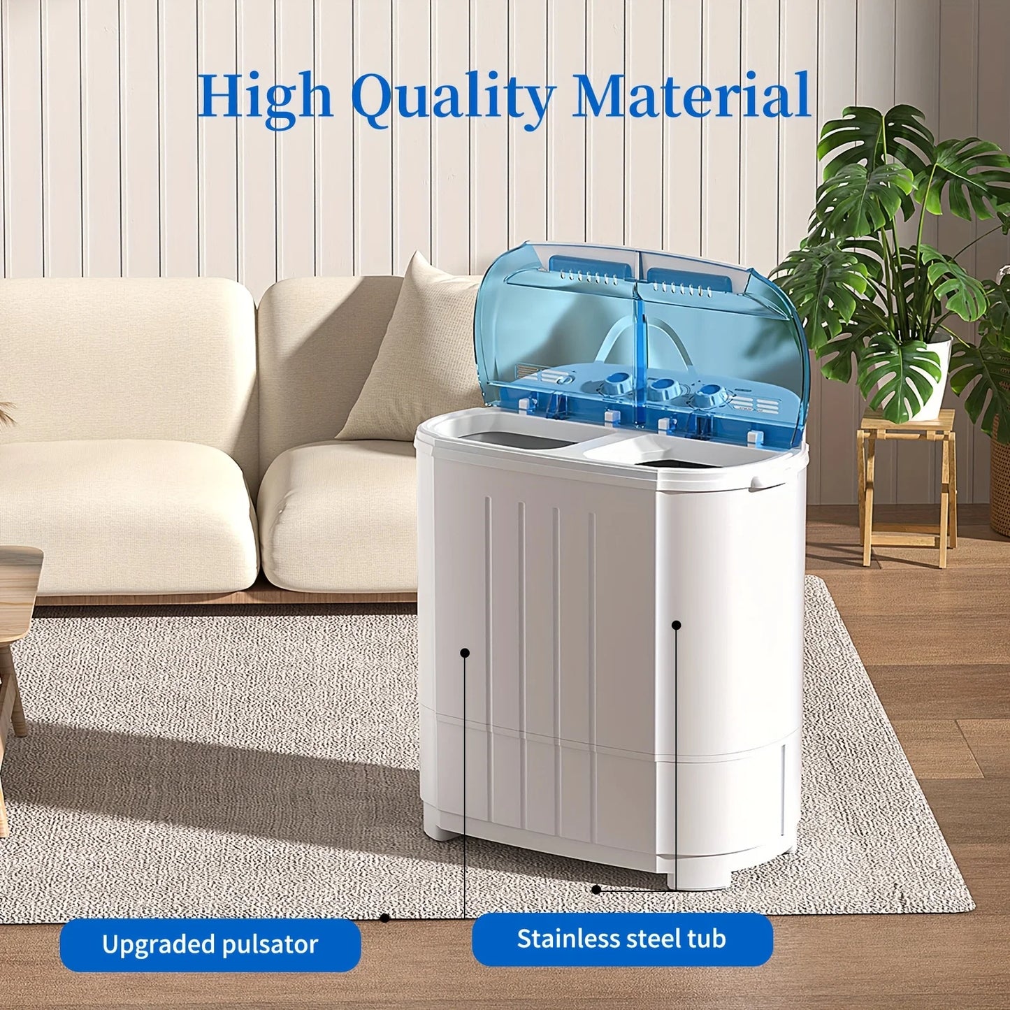 14.5 lb Portable Twin Tub Washing Machine with Spin Dryer for Apartments, RVs, Dorms & Small Spaces