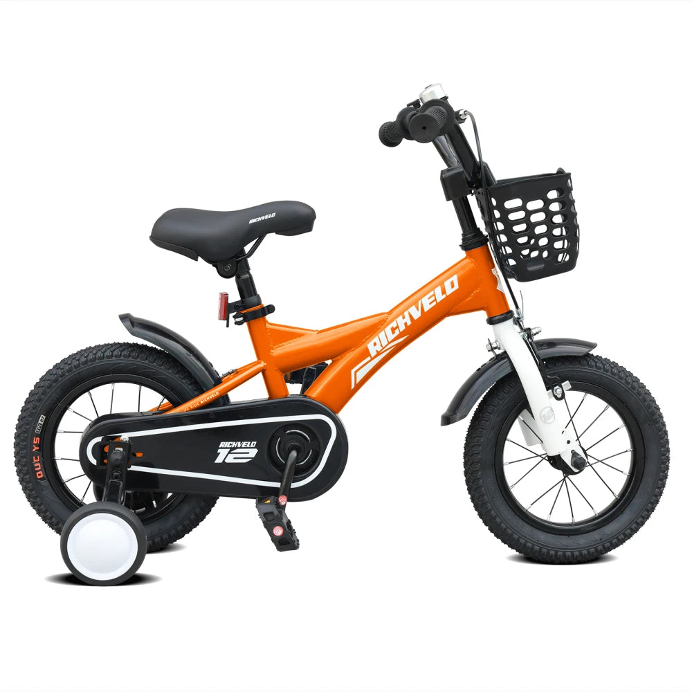 Girls Kids Bicycle 12, 14 & 16 Inch with Training Wheels | Adjustable Seat & Basket | Beginner Bike for Ages 3–8