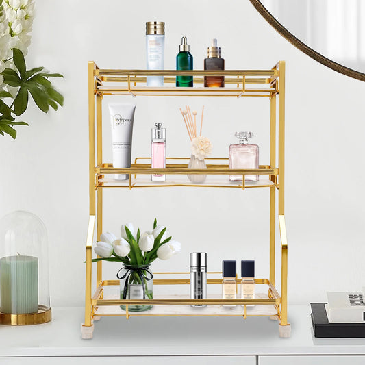 3 Tier Countertop Organizer Gold Vanity For Skincare Makeup