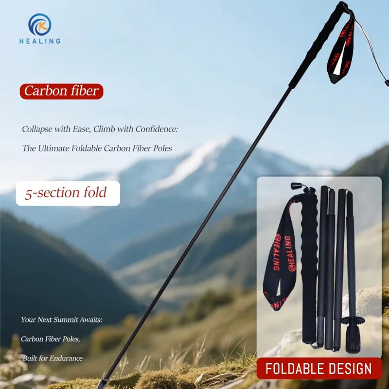 Adjustable Carbon Fiber Trekking Poles – Lightweight Foldable Hiking & Walking Sticks with Quick Lock for Camping, Backpacking & Outdoor Adventures