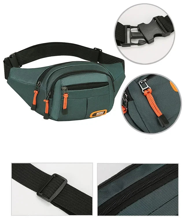Oxford Waterproof Waist Bag. Unisex Crossbody Belt Bag for Travel, Hiking & Everyday Carry