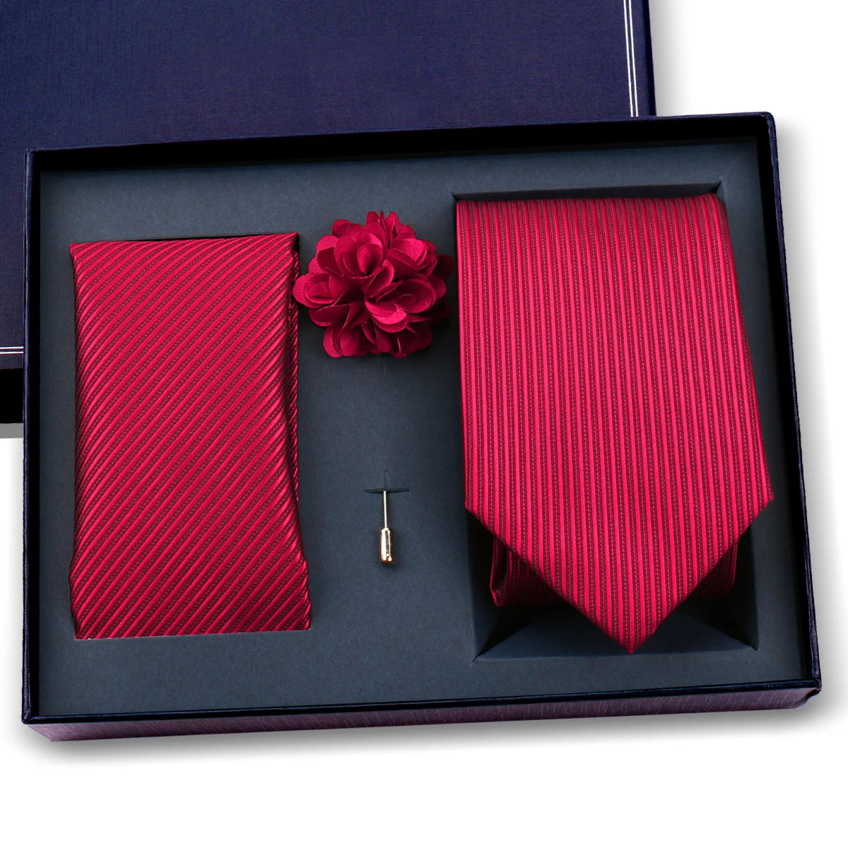 Luxury Men’s Paisley Necktie Gift Set. Silk Tie, Pocket Square, Cufflinks & Gift Box for Weddings & Business