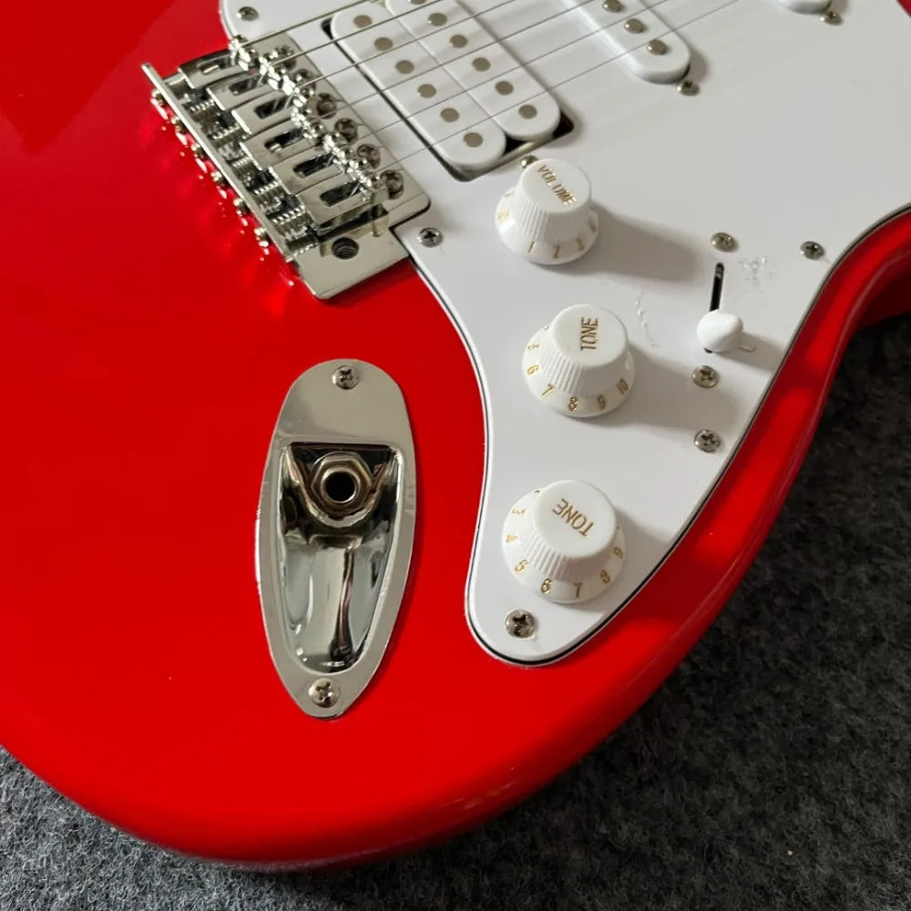 Gloss Red 6-String Electric Guitar with HSS Pickups
