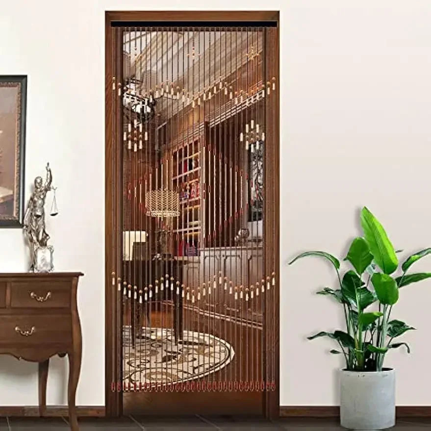 Wooden Bead Door Curtain. Boho Hanging Divider for Doorways & Closets