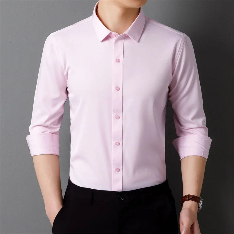 Men’s Stretch Long Sleeve Business Shirt. Comfortable Professional Button-Up