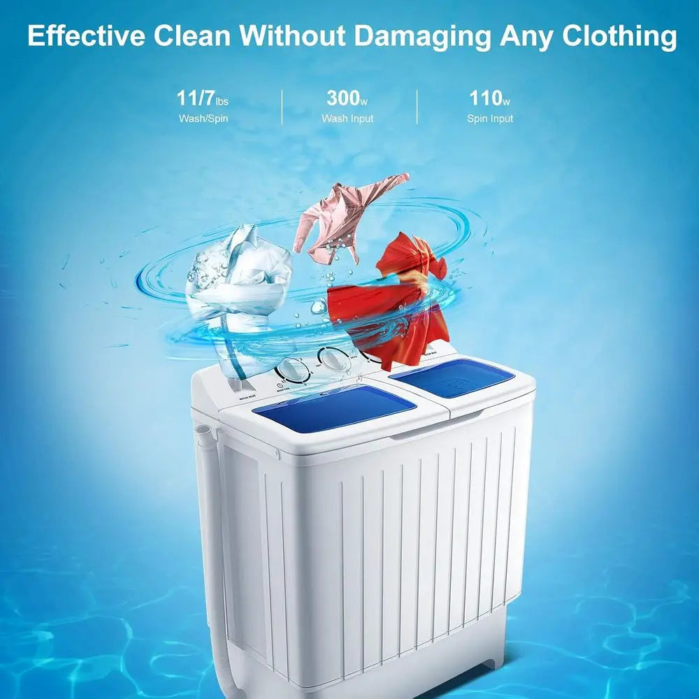 20-Lb Portable Twin Tub Washing Machine with 12-Lb Washer & 8-Lb Spin Dryer