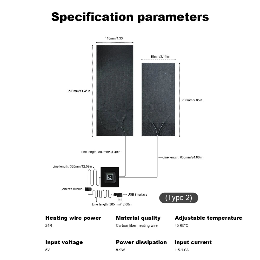 5V USB Clothes Heater Pad With 3 Gear Adjustable Temperature DIY Electric Heating Sheet Heating Warmer Pad For Vest Jacket