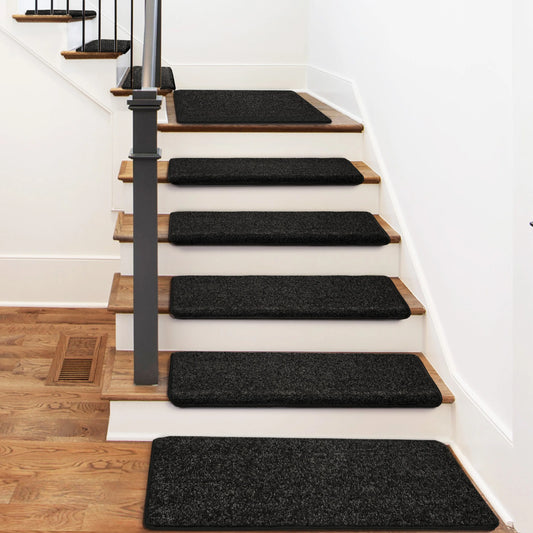 Bullnose Carpet Stair Treads Set -Non-Slip, Premium Soft，Skid Resistant, Washable, Reusable, and Easy to Install