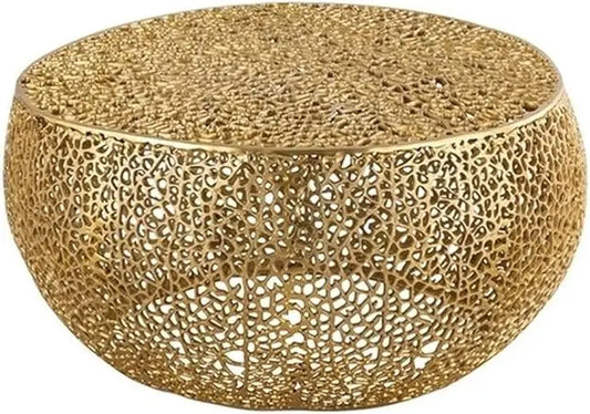 Round Coffee Table Made with Aluminum in Gold Color