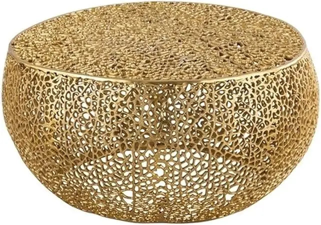 Round Coffee Table Made with Aluminum in Gold Color