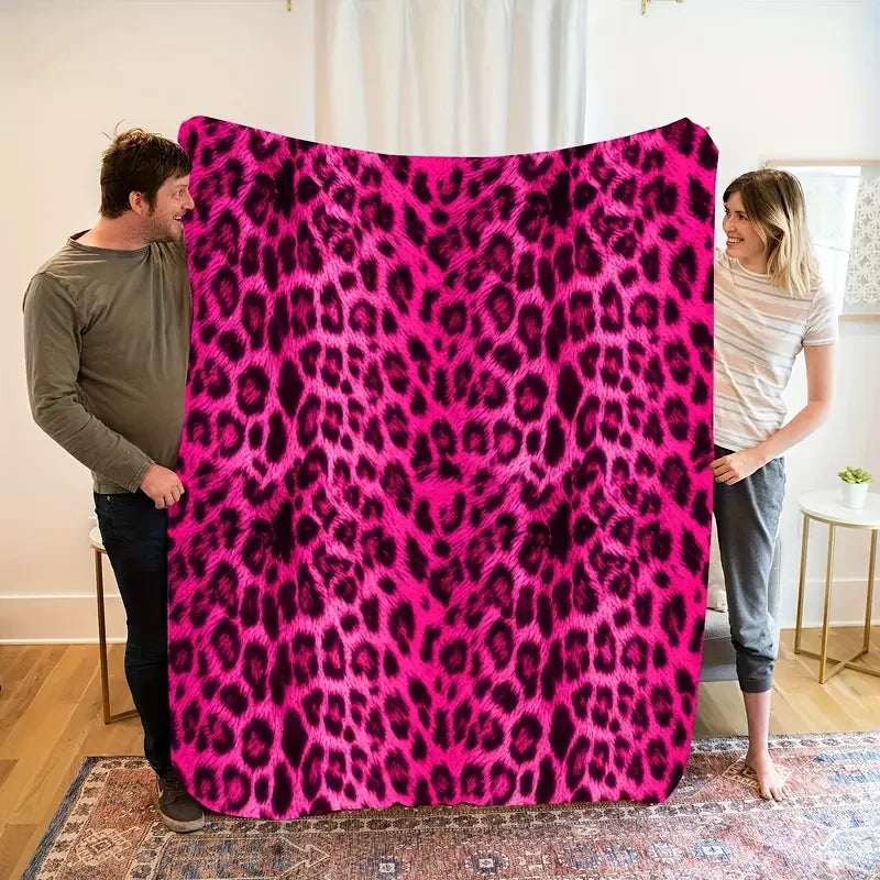 Luxury Pink Leopard Throw Blanket . Ultra Soft Cozy Plush Bed & Couch Blanket