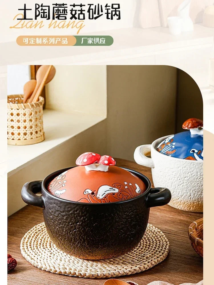 Ceramic Casserole Cooking Pot with Lid | Cute Kitchen Serving Dish