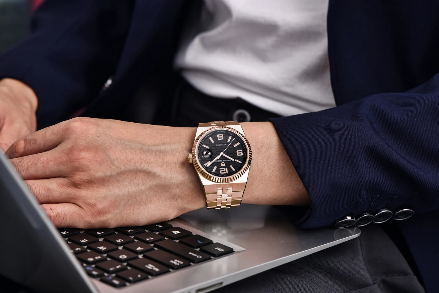PAGANI DESIGN Men’s Automatic Luxury Watch,  Sapphire Crystal Stainless Steel Waterproof Mechanical Wristwatch with 3D Rhombus Dial