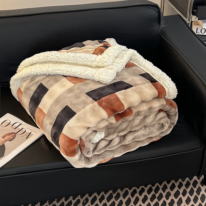 Luxury Soft Plaid Sherpa Fleece Blanket . Cozy Warm Throw for Sofa, Bed & Dorm Room