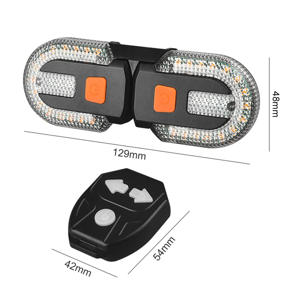 Bicycle Turn Signal Light with Remote Control Wireless Bicycle Rear Lamp USB Rechargeable Bike Accessories for Night Safty Ridin