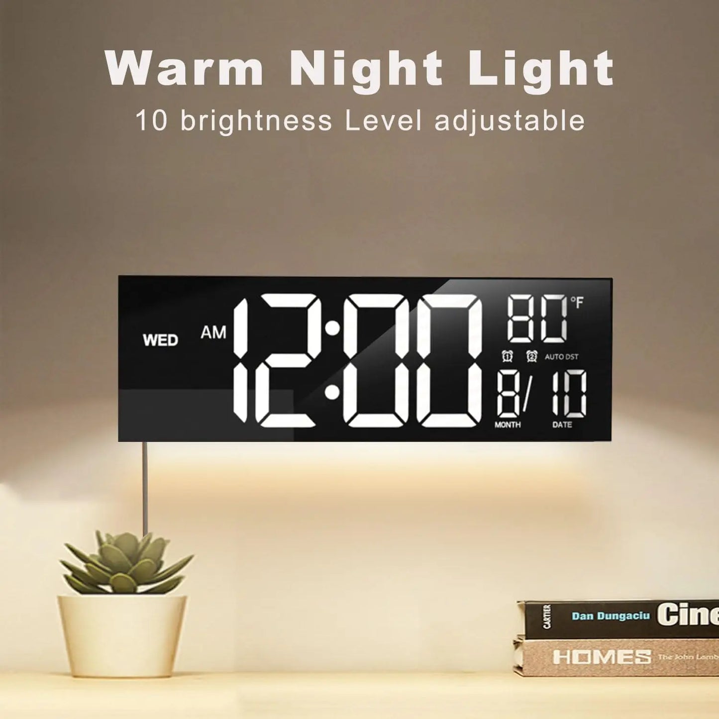Smart RGB LED Digital Wall Clock with Remote Control & Temperature Display
