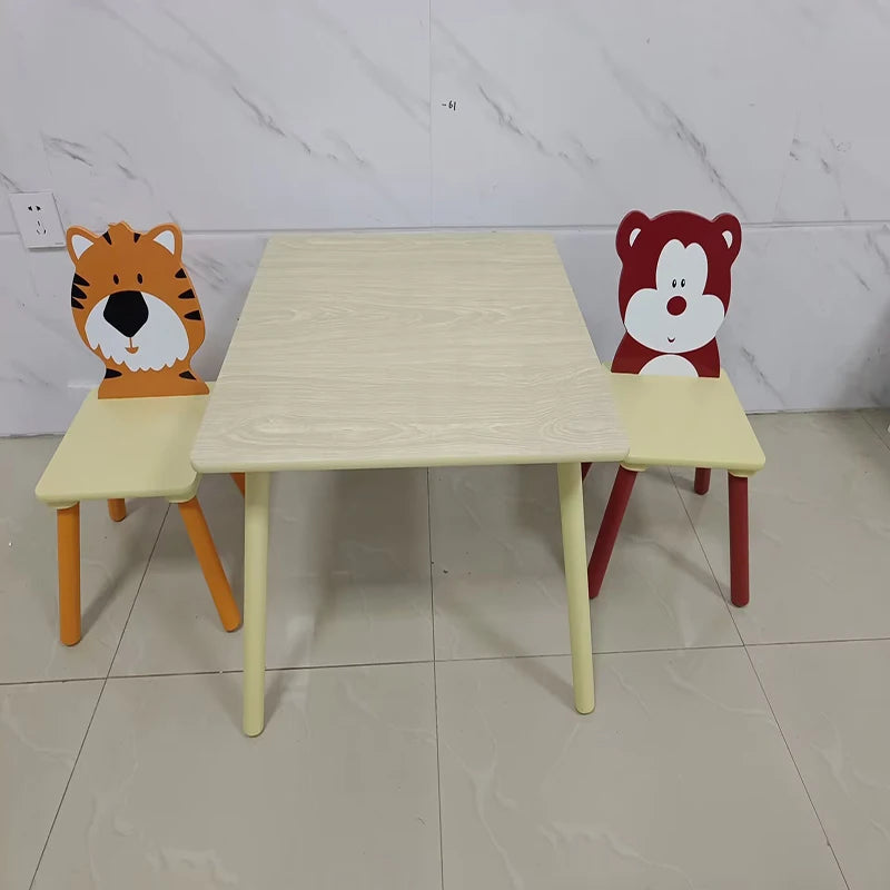 Kids Wooden Table & 2 Chair Set. Montessori Activity Table for Learning, Crafts & Play
